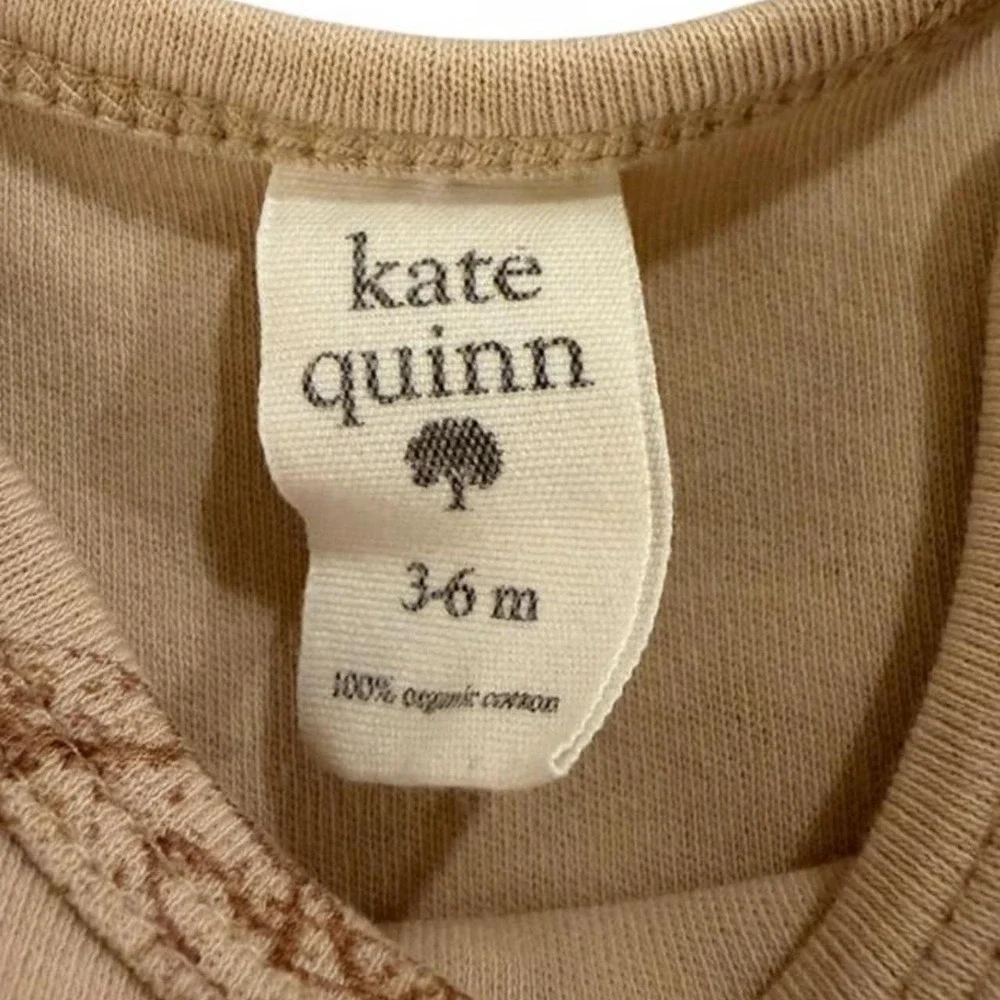 Kate Quinn Organic Cotton Teddy Bear Print Short Sleeve Bodysuit Tan Brown 3-6M